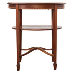 Antique English Mahogany Two-Tier Side Table with Inlay