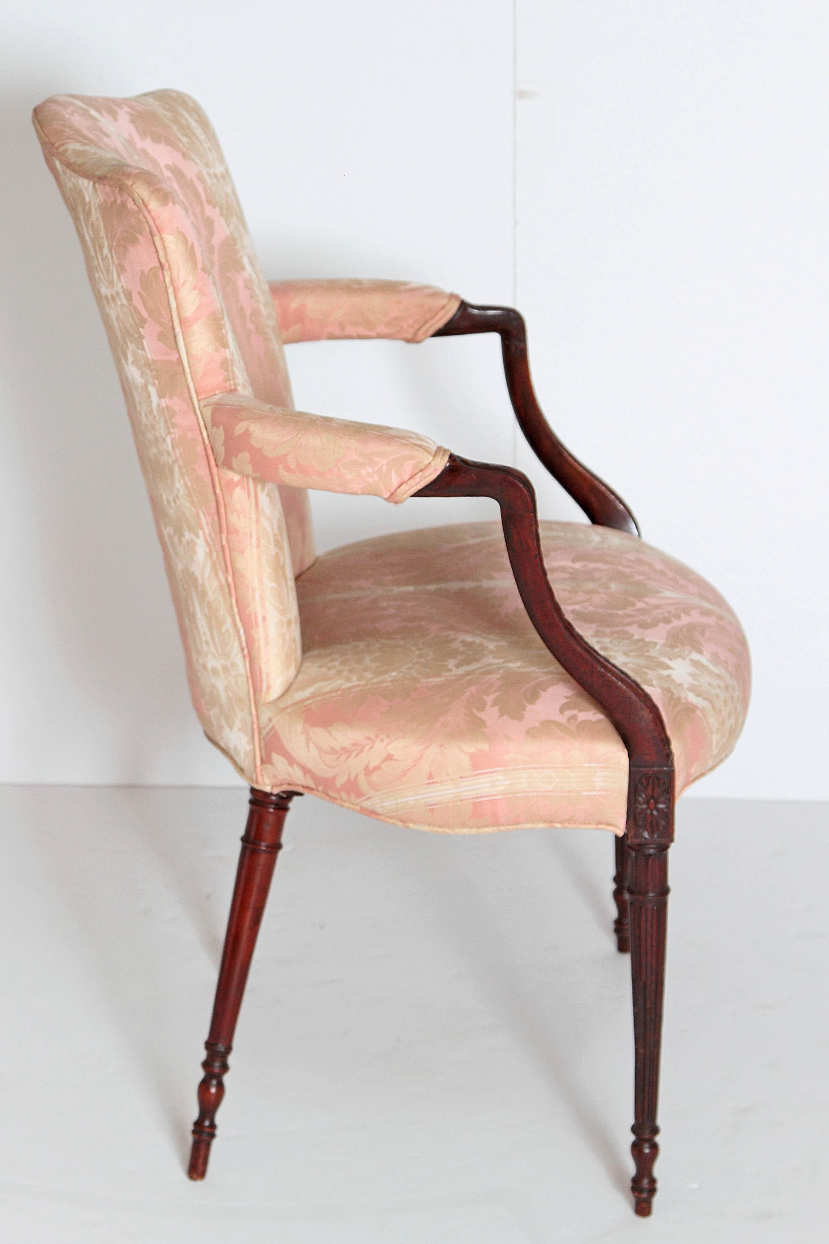 19th Century English Mahogany Upholstered Armchair