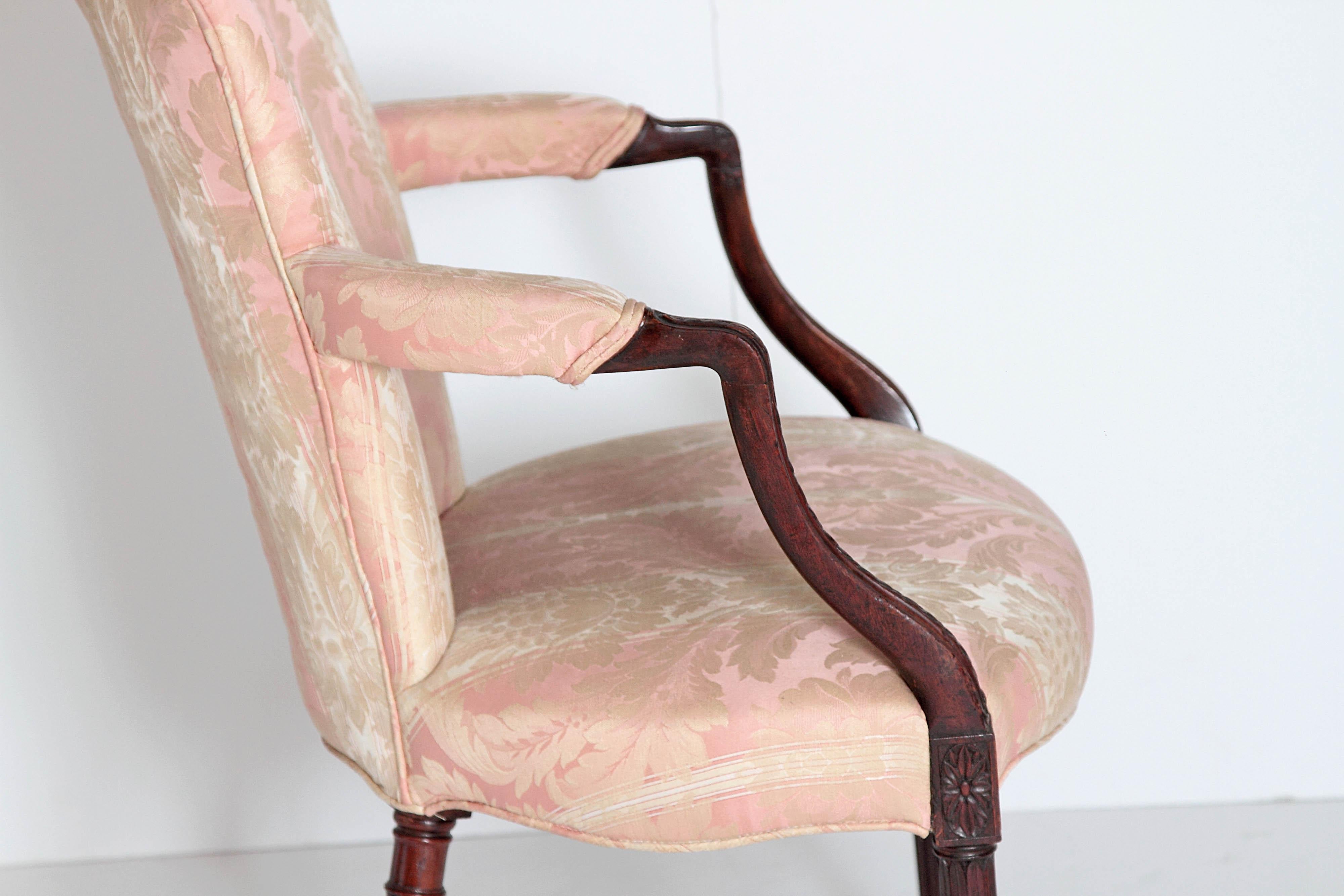 Upholstery English Mahogany Upholstered Armchair