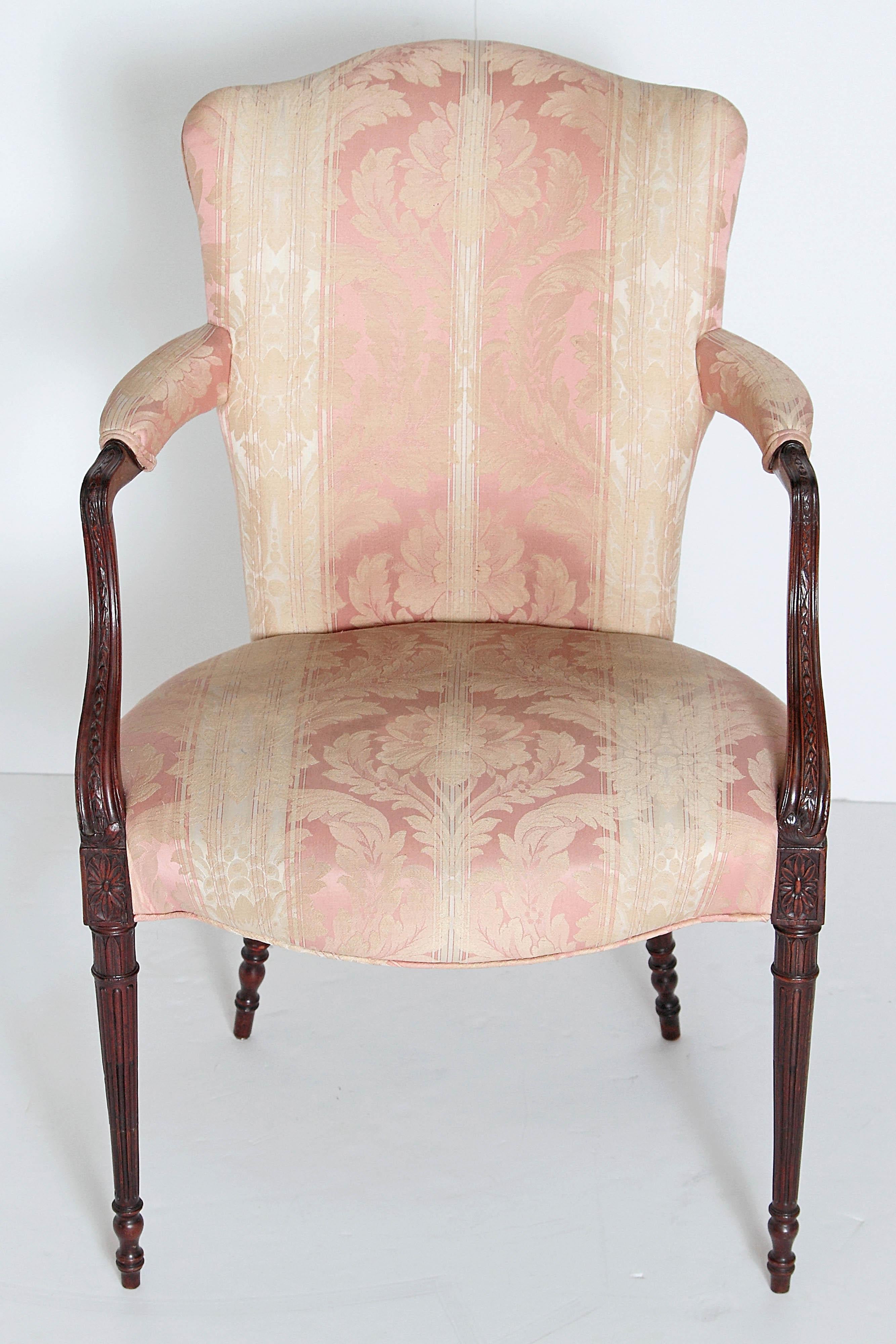 English Mahogany Upholstered Armchair 2