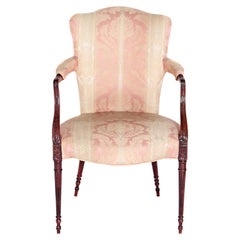 Antique English Mahogany Upholstered Armchair