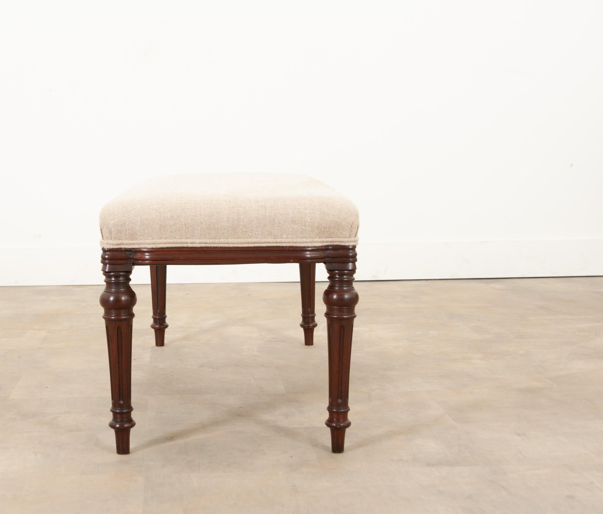 English Mahogany Upholstered Bench 4