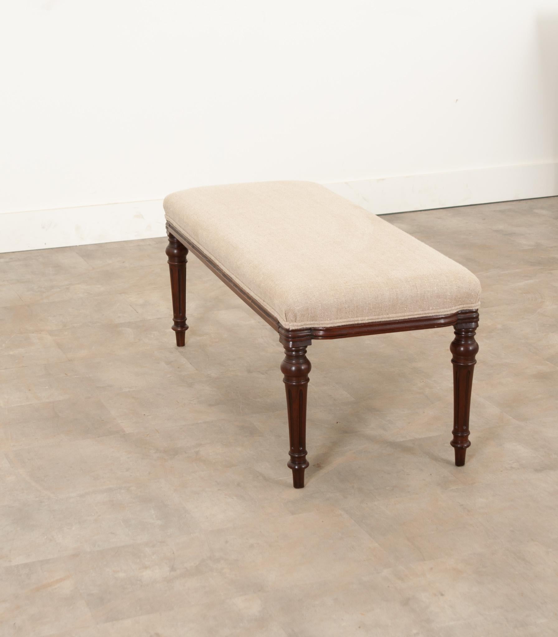 English Mahogany Upholstered Bench 5