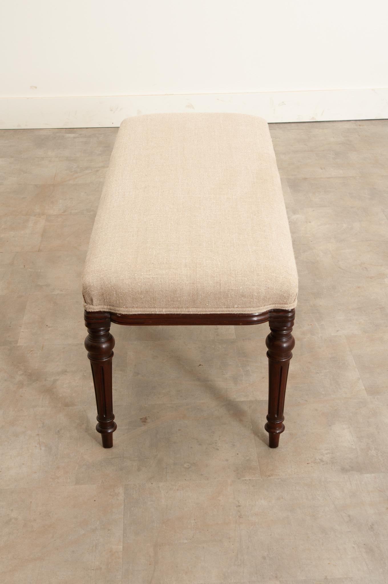 English Mahogany Upholstered Bench 6