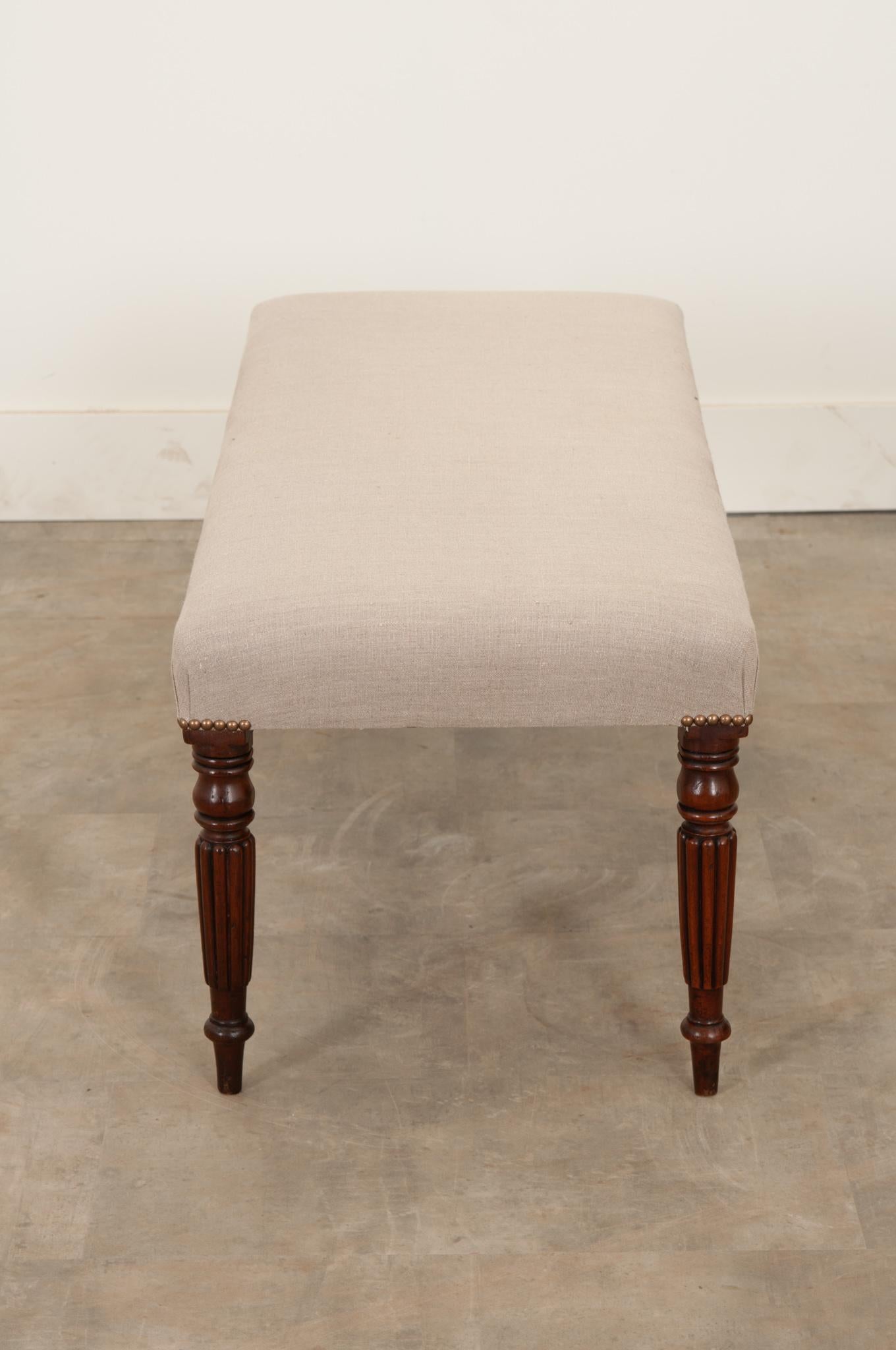 English Mahogany Upholstered Bench 8