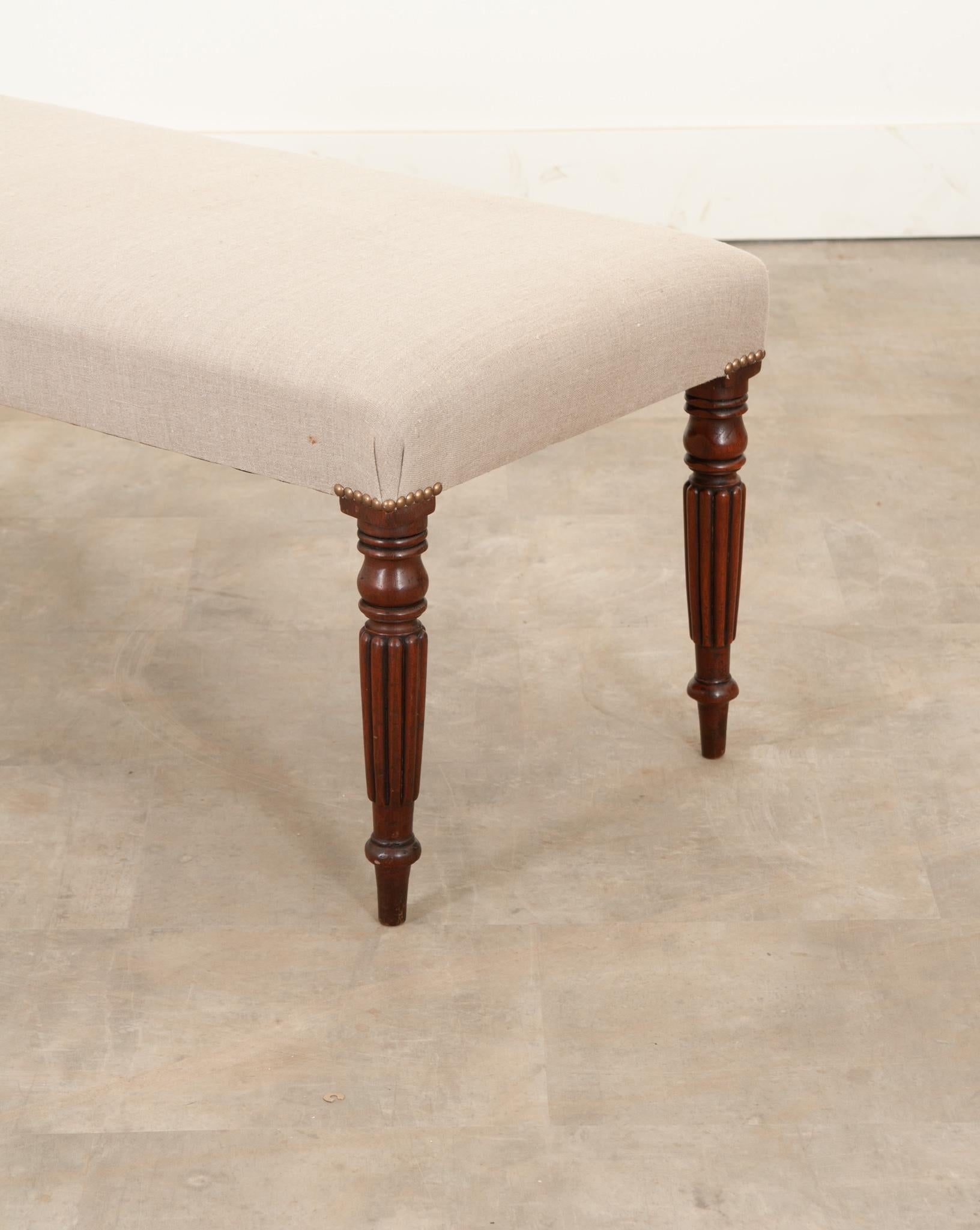 English Mahogany Upholstered Bench 9