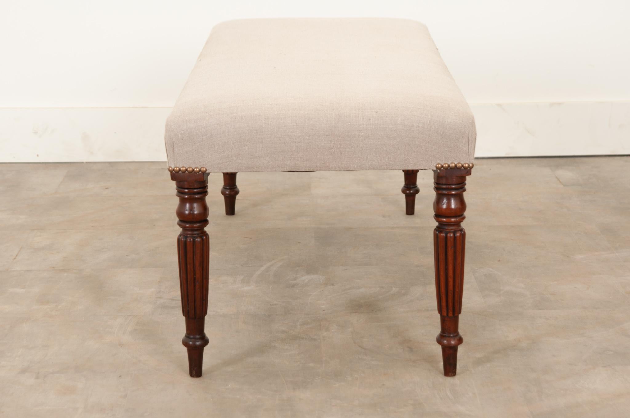 English Mahogany Upholstered Bench 10