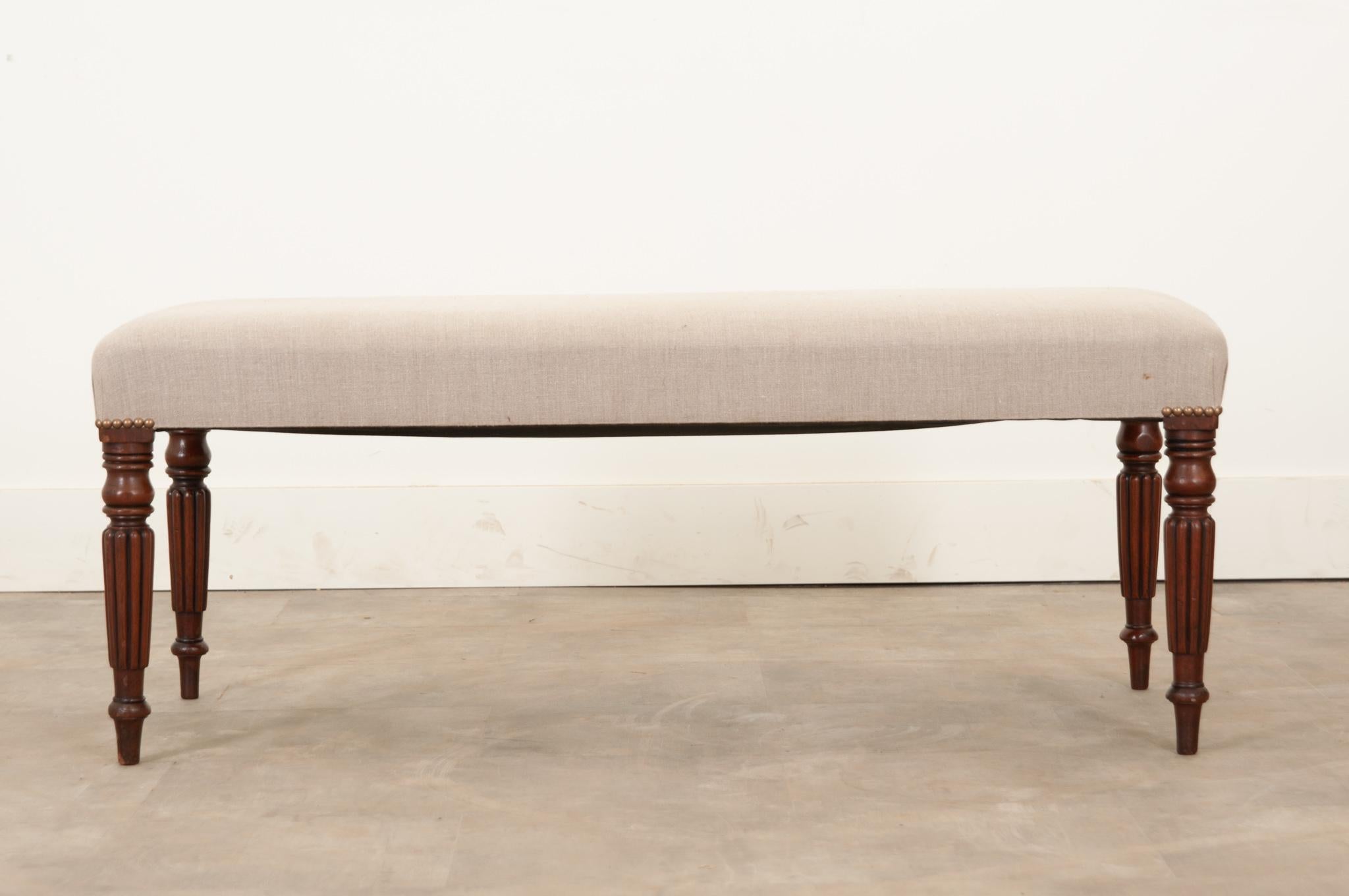 Other English Mahogany Upholstered Bench