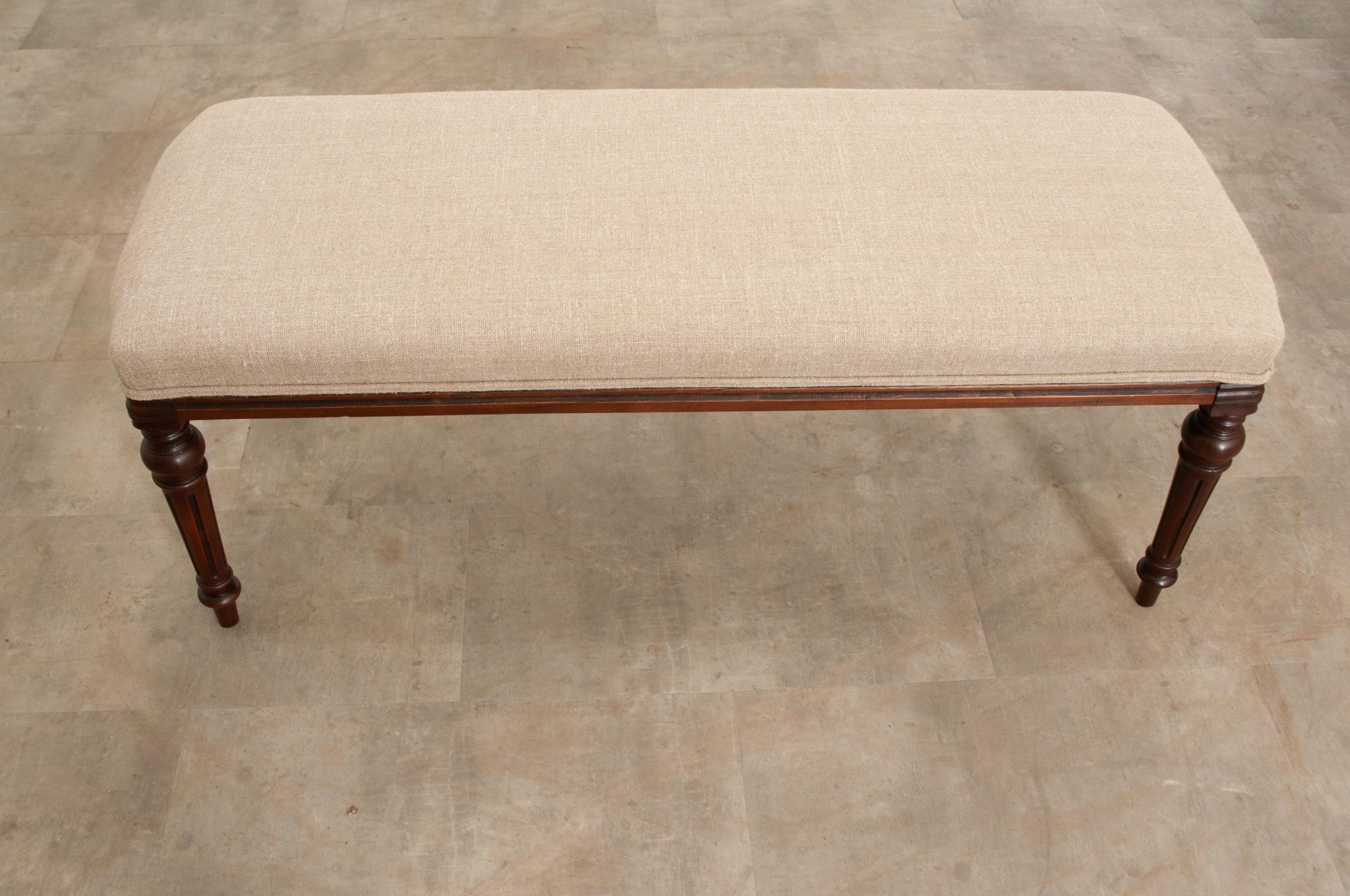 Fabric English Mahogany Upholstered Bench