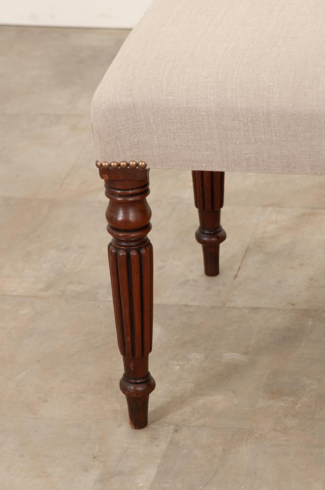 English Mahogany Upholstered Bench 2