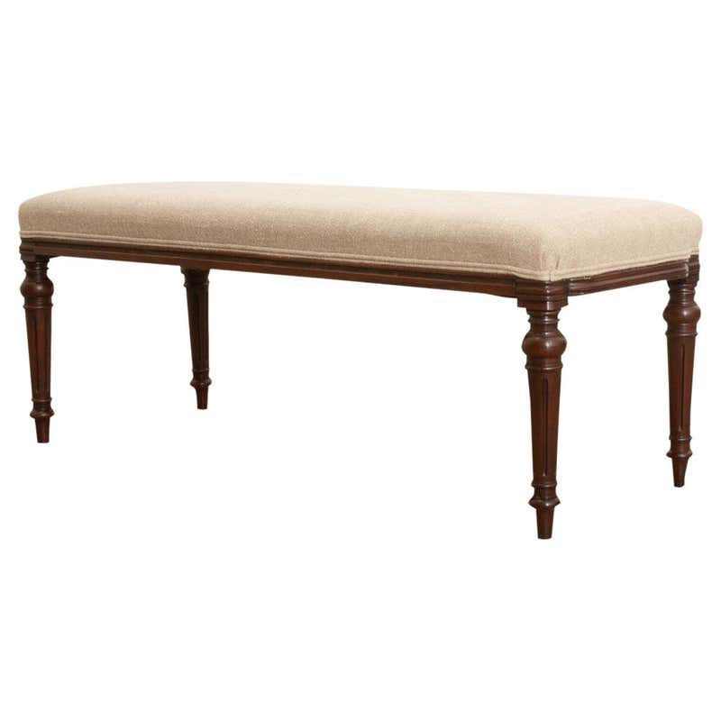 Antique Mahogany Upholstered Bench For Sale at 1stDibs | antique ...