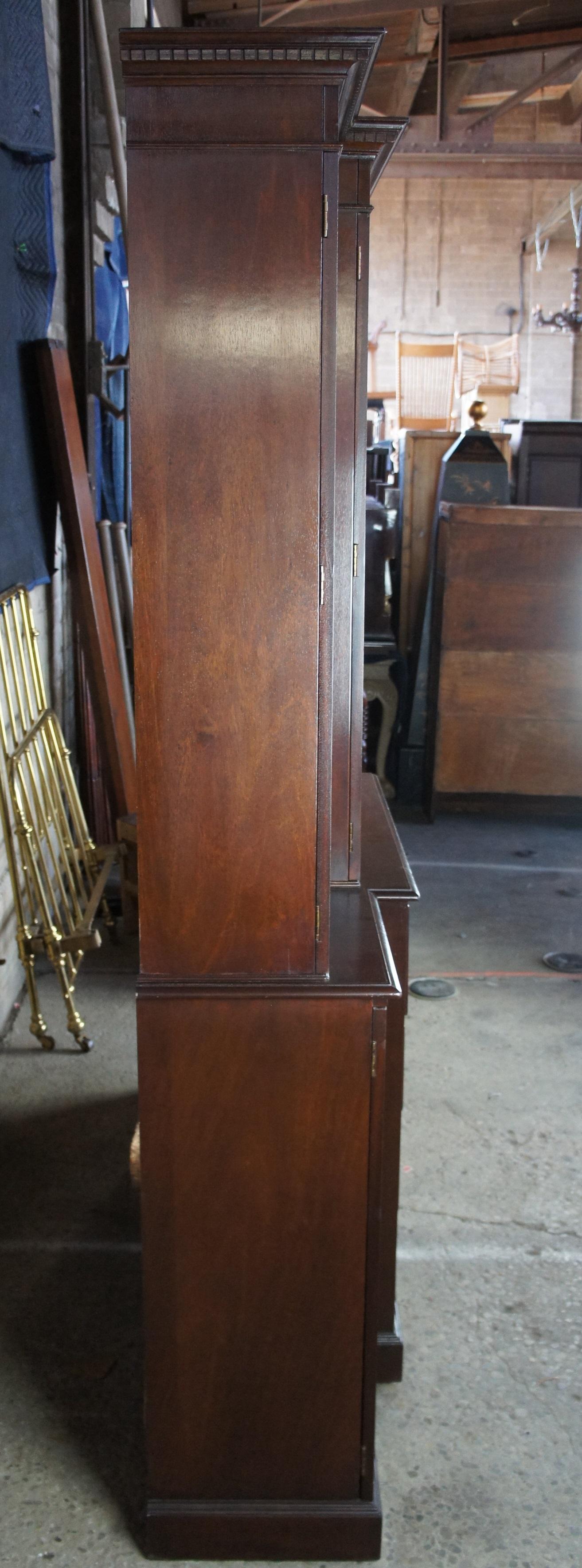 English Mahogany & Walnut Breakfront Bookcase Secretary Chippendale Georgian 5