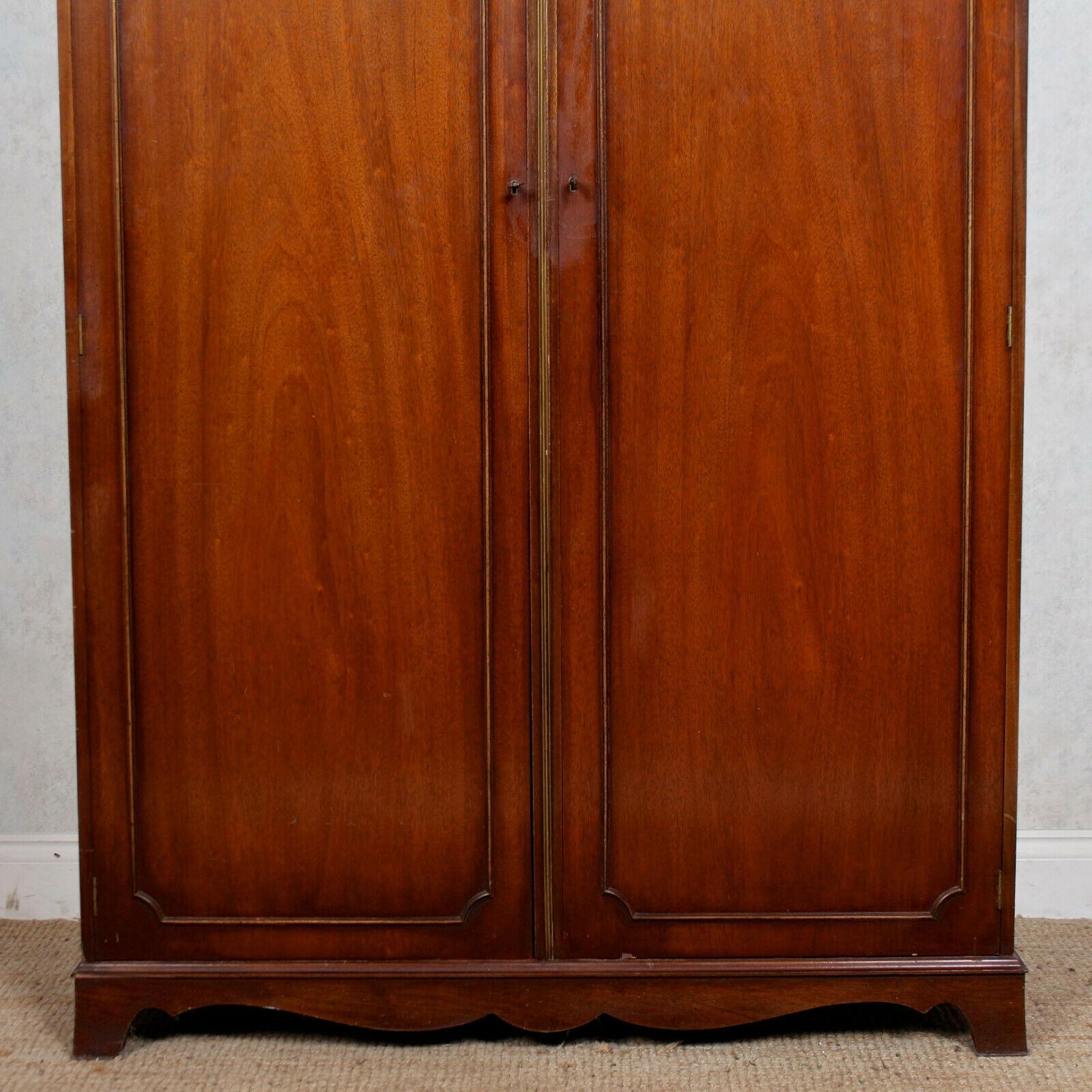 English Mahogany Wardrobe Bevan Funnell Antique Vintage Double Armoire In Good Condition For Sale In Newcastle upon Tyne, GB