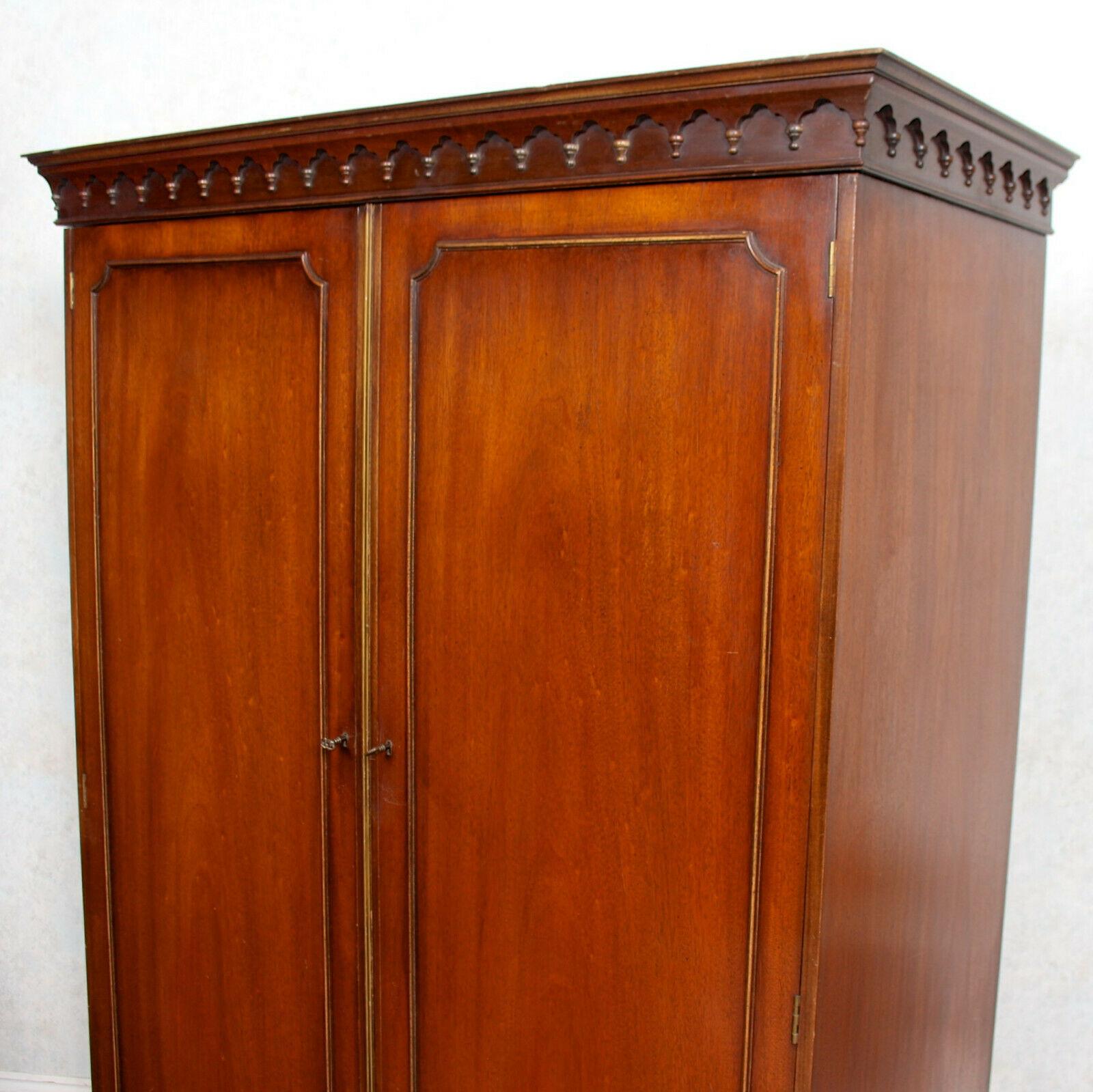 English Mahogany Wardrobe Bevan Funnell Antique Vintage Double Armoire For Sale 3