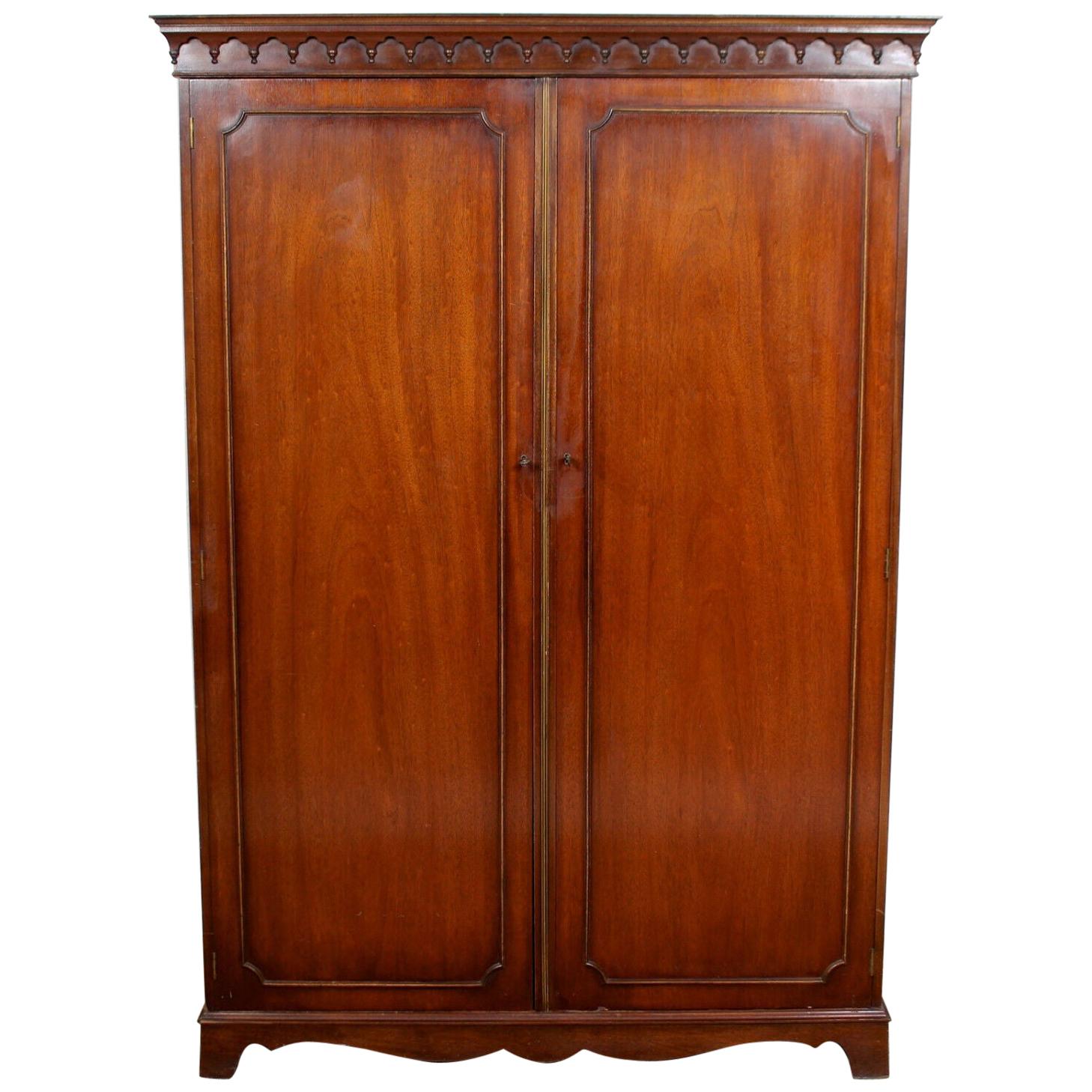 English Mahogany Wardrobe Bevan Funnell Antique Vintage Double Armoire For Sale