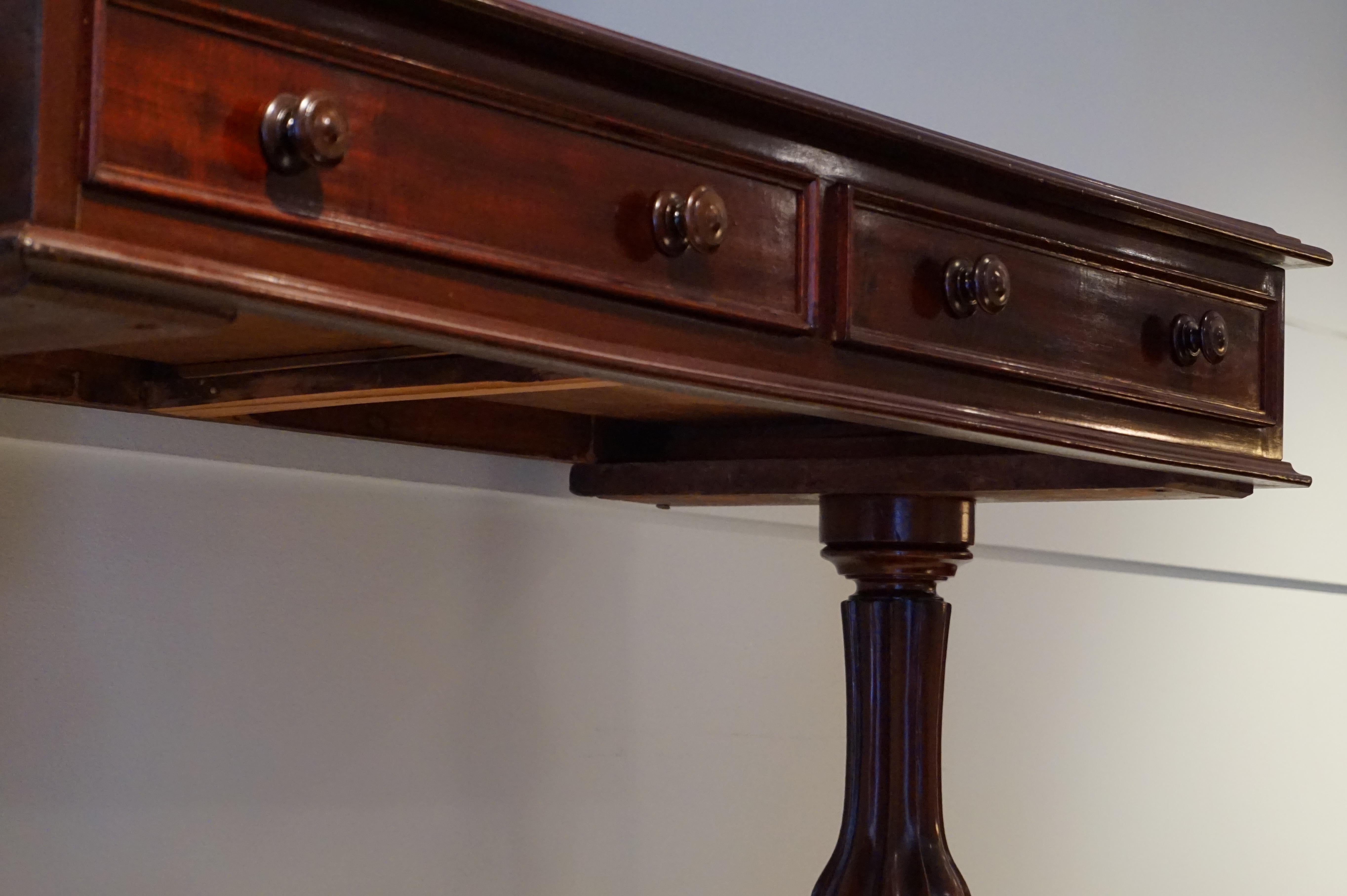 English Mahogany William IV Carved Mahogany Library Console Table For Sale 3