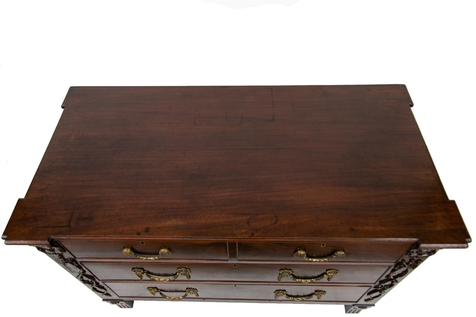 Brass English Mahogany William IV Chest For Sale
