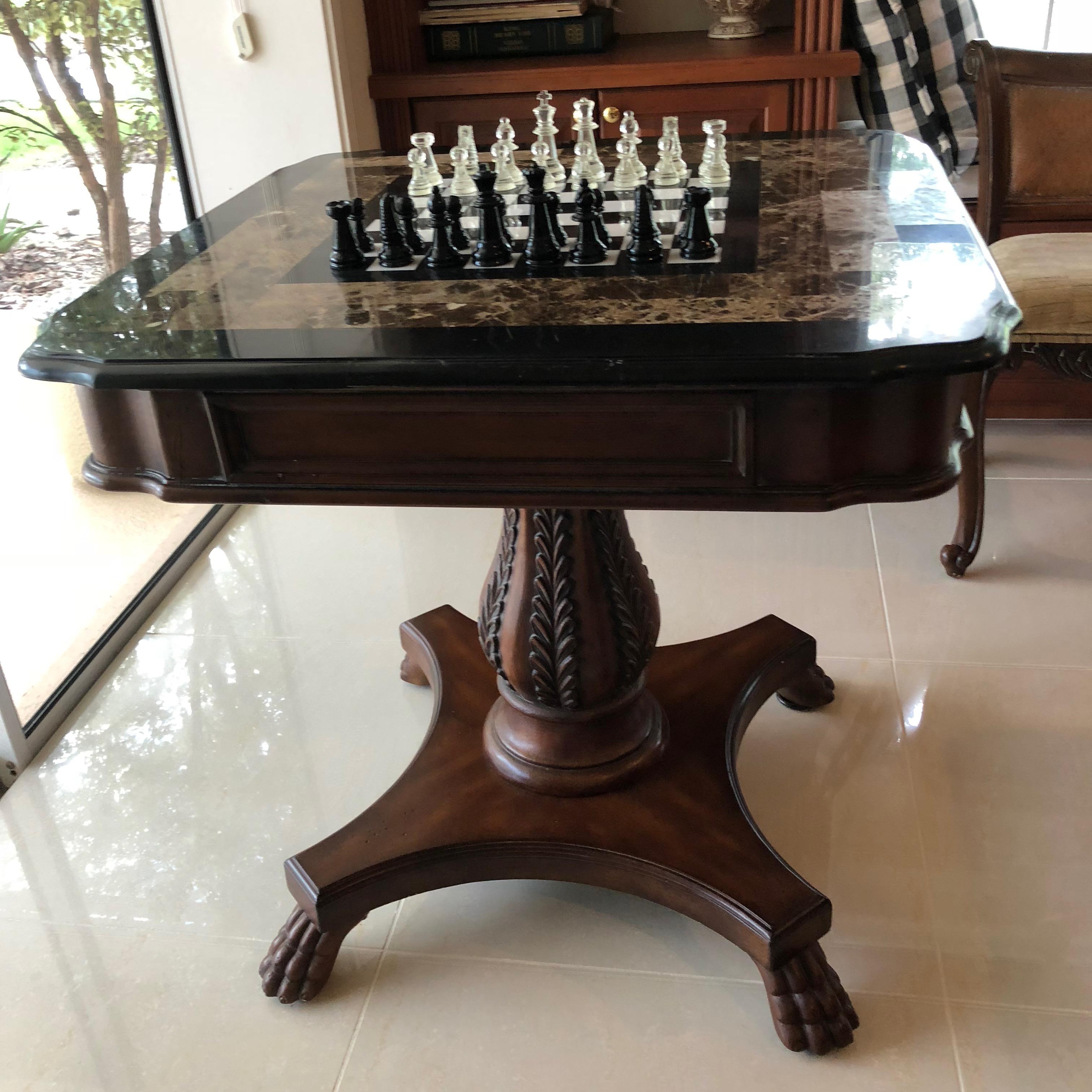 Mid-19th Century English Mahogany with Marble Game Table