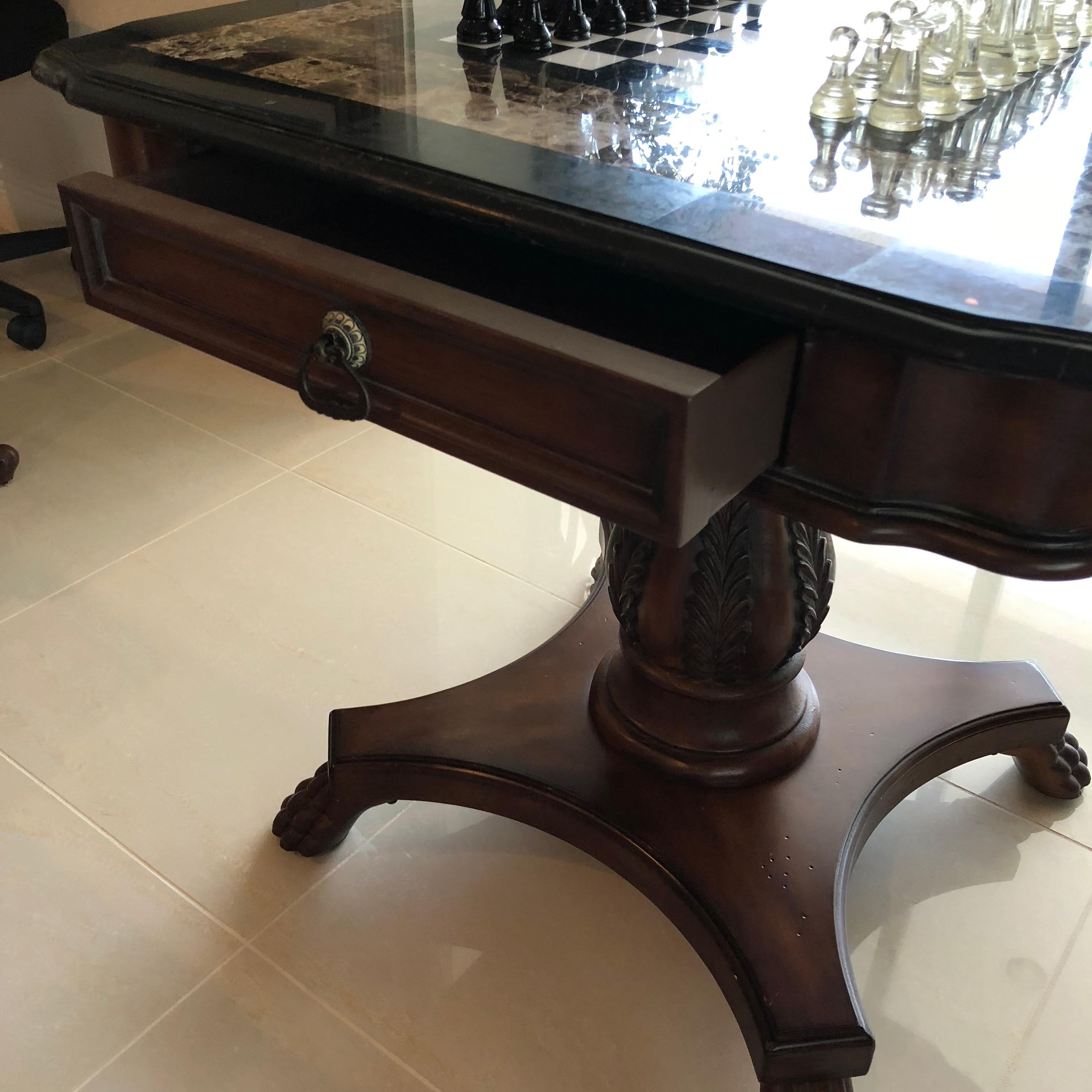 English Mahogany with Marble Game Table 1
