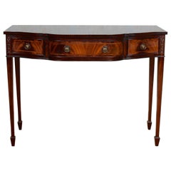 English Mahogany Writing Table Desk Inlaid Serpentine Table Antique Vintage