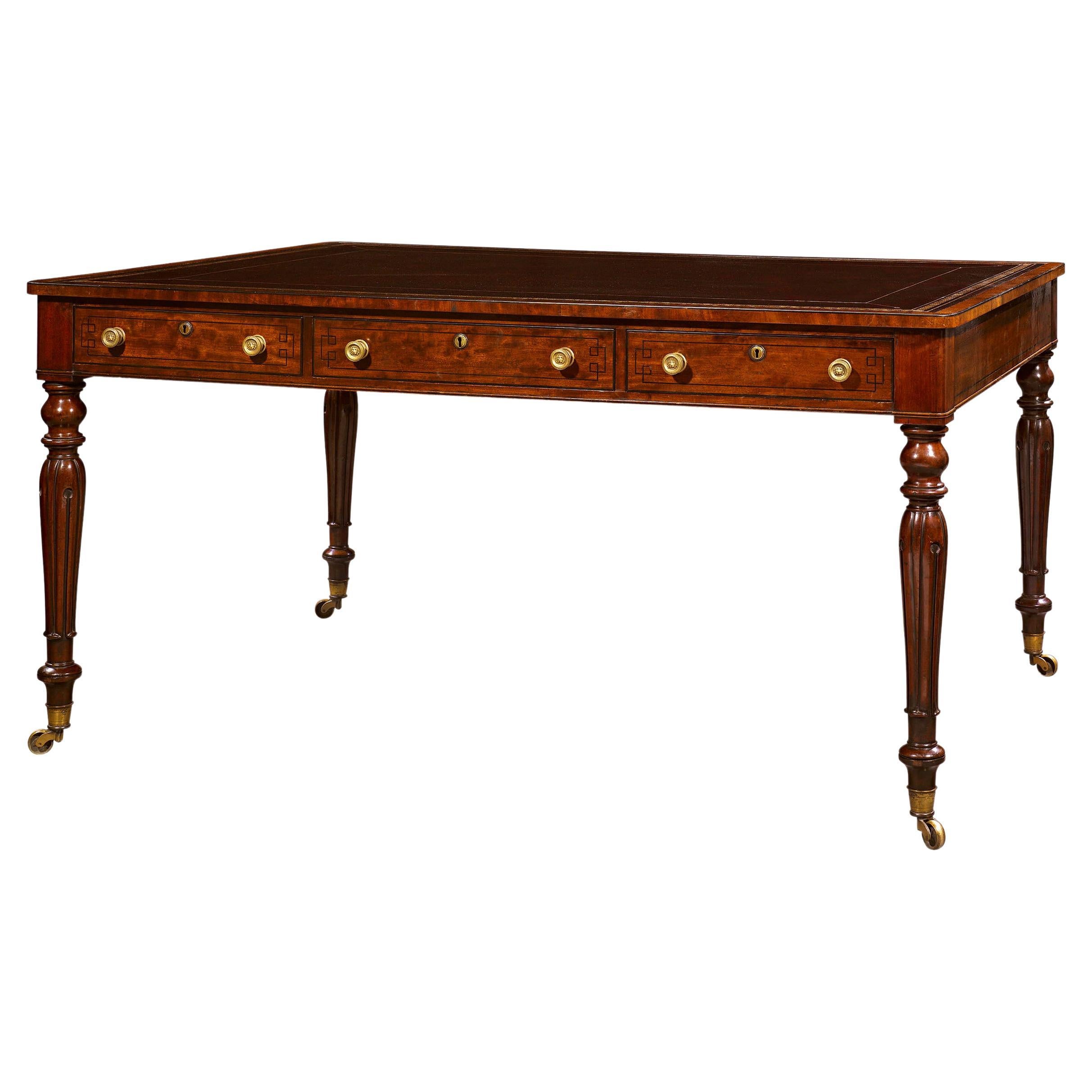 English Mahogany Writing Table, Early 19th Century For Sale