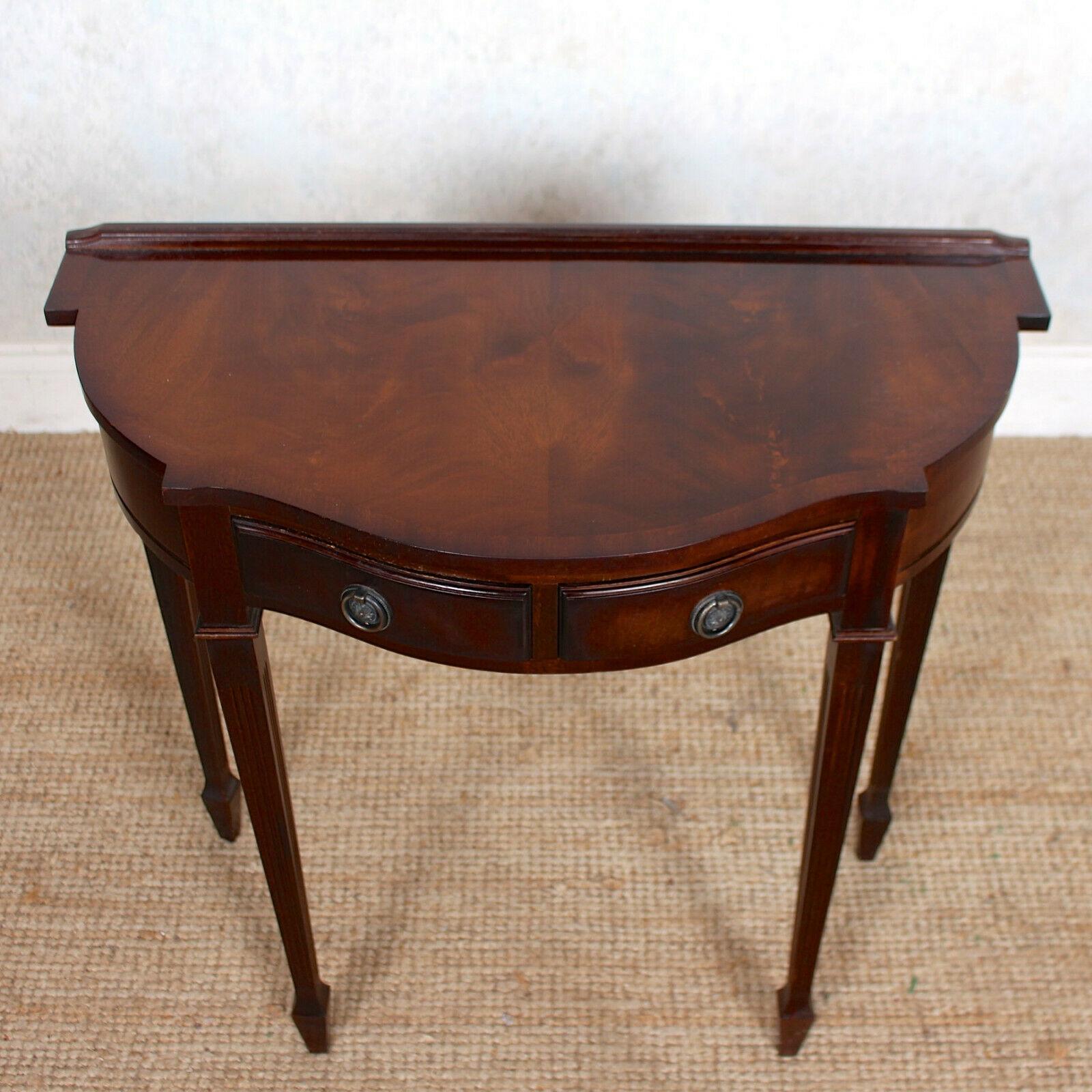20th Century English Mahogany Writing Table Serpentine Console Table Antique Vintage For Sale