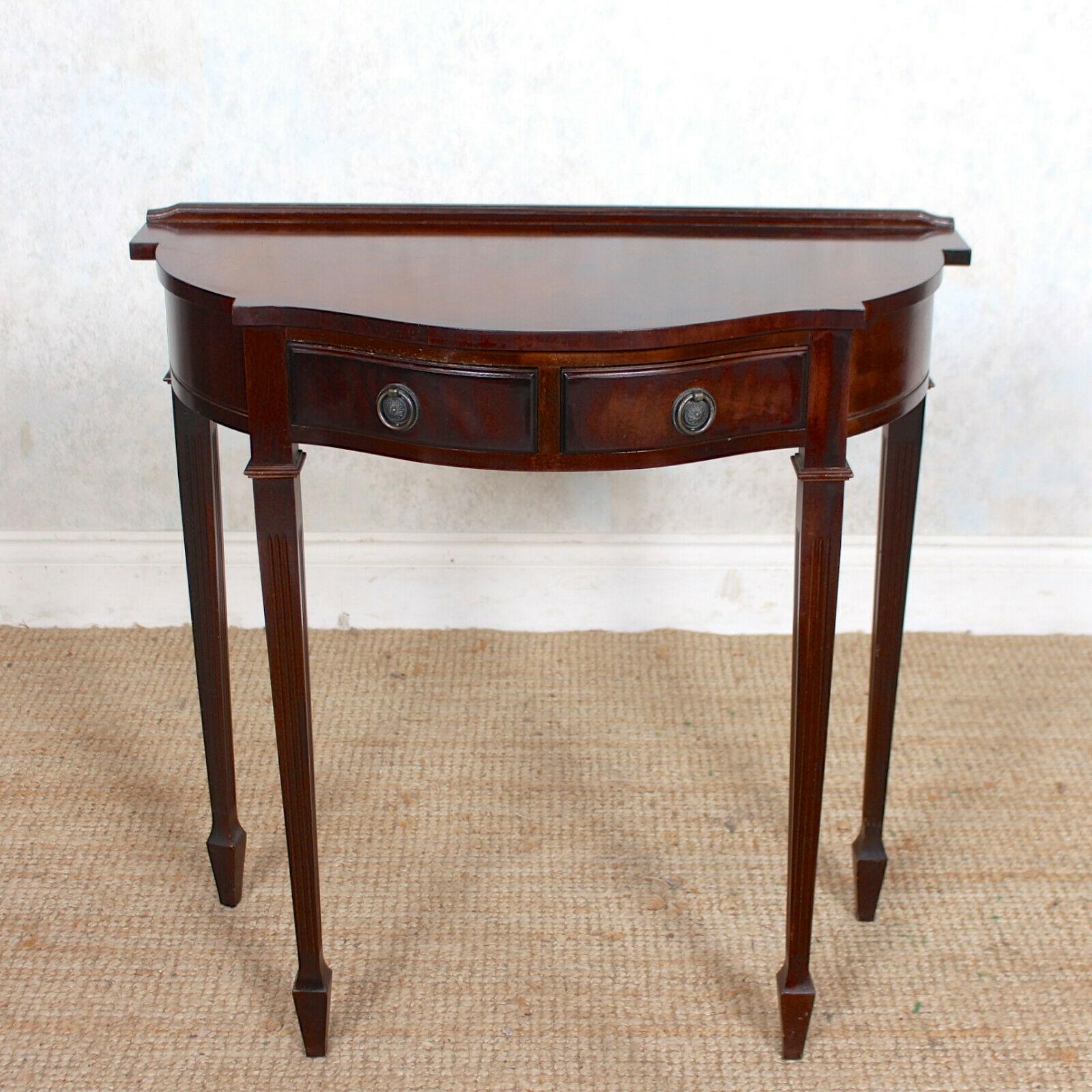 English Mahogany Writing Table Serpentine Console Table Antique Vintage For Sale 4
