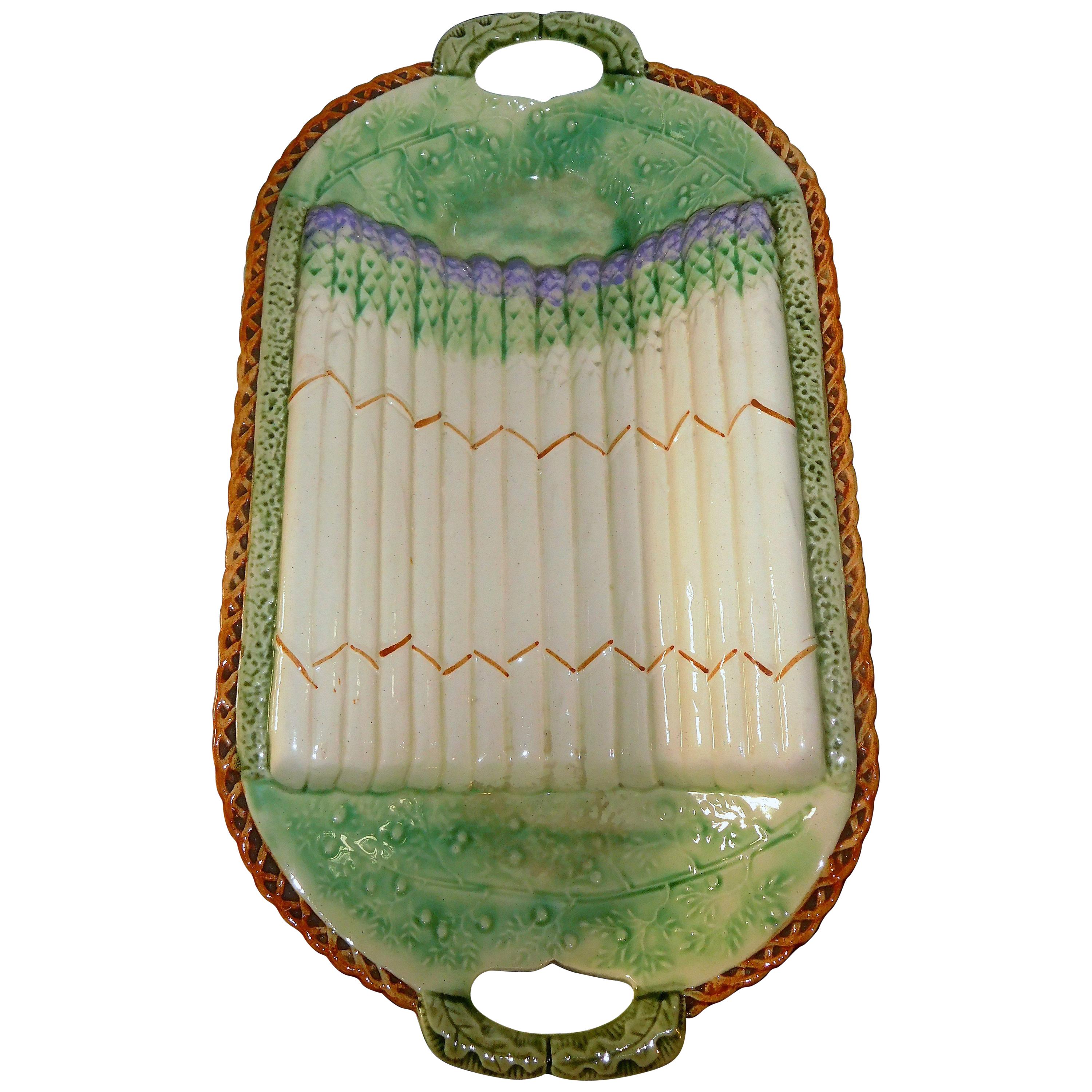 English Majolica Asparagus Cradle, Aesthetic Movement Influence, circa 1885 For Sale