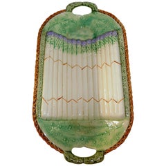 Antique English Majolica Asparagus Cradle, Aesthetic Movement Influence, circa 1885