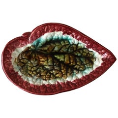 English Majolica Begonia Leaf Dish, circa 1890