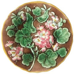 English Majolica Begonia Plate, circa 1880