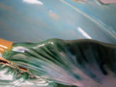 English Majolica Boat Tureen with Fish Cover