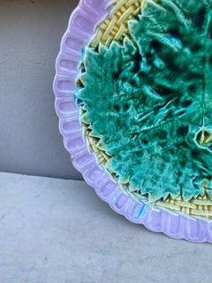 English Majolica Bowl with Leaf Circa 1890