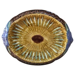 English Majolica Bread Platter with Wheat Circa 1890