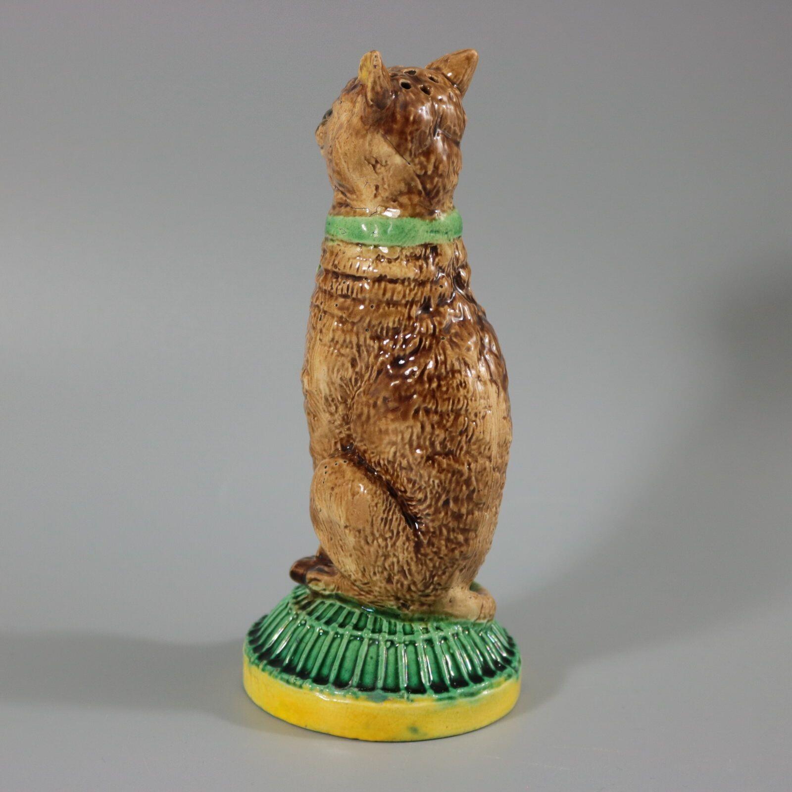 Late 19th Century English Majolica Cat 'Ive Eaten the Canary' Figure