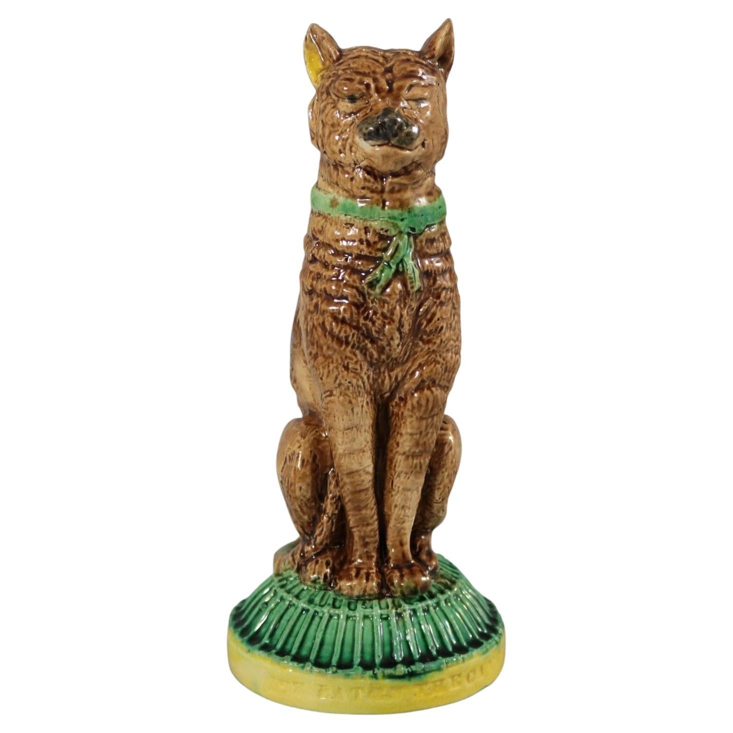 English Majolica Cat 'Ive Eaten the Canary' Figure