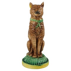 Antique English Majolica Cat 'Ive Eaten the Canary' Figure