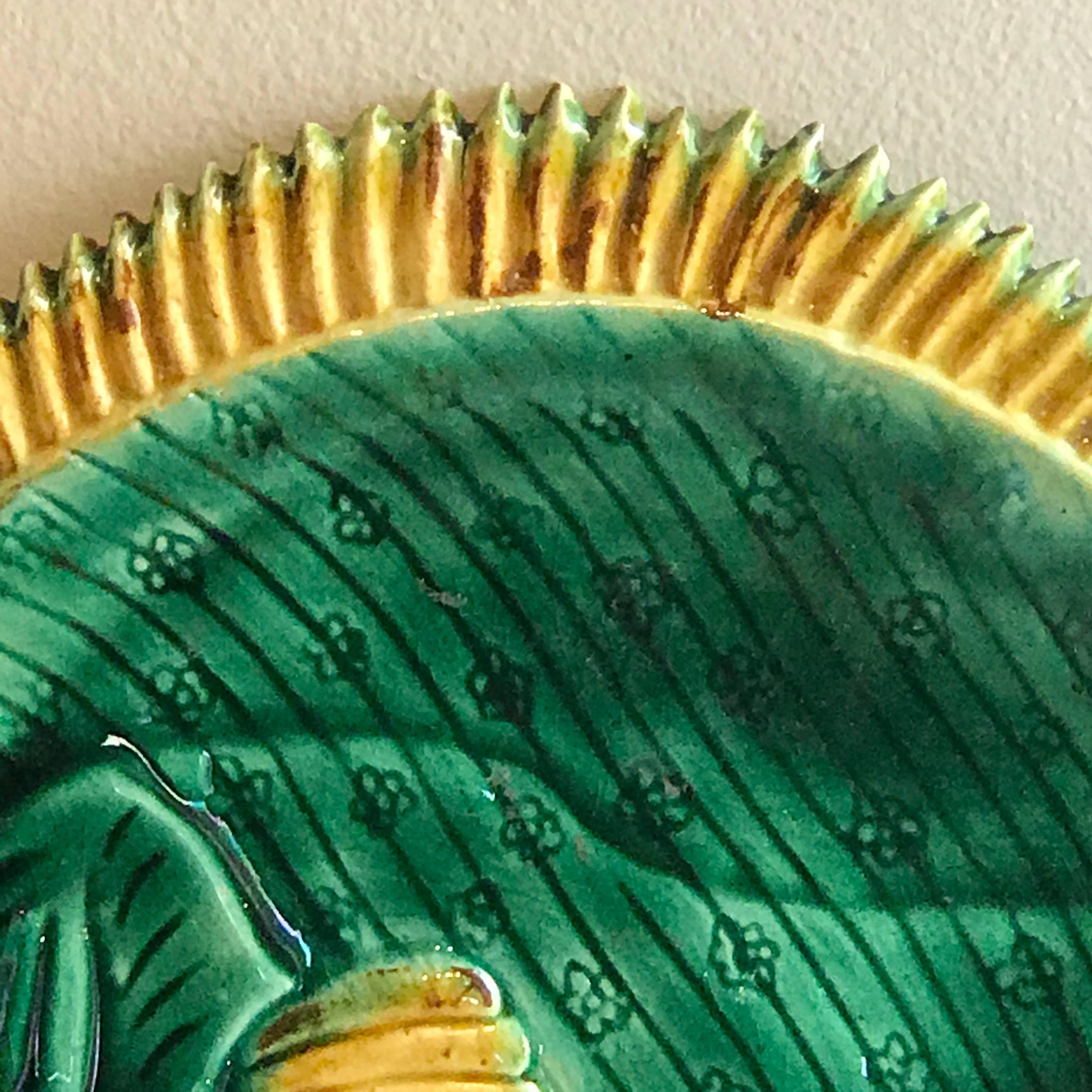 English Majolica Flounder Plate by Holdcroft 1