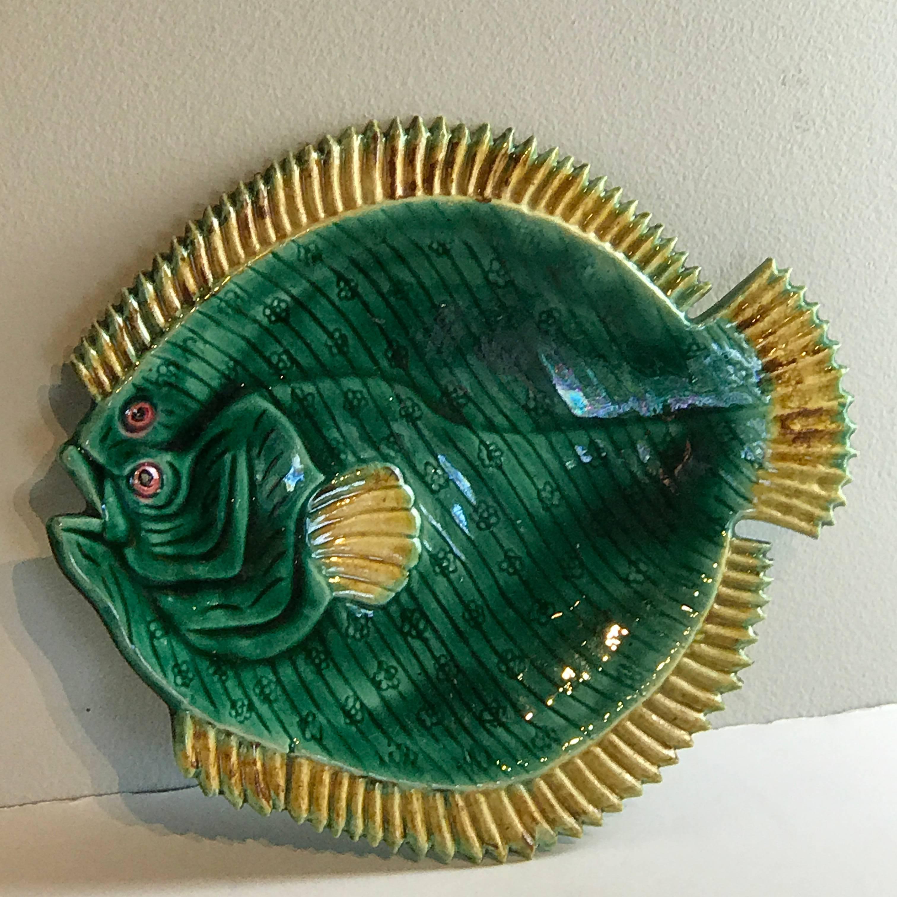 English Majolica Flounder Plate by Holdcroft 2