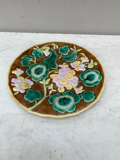 English Majolica Geranium Plate, circa 1880