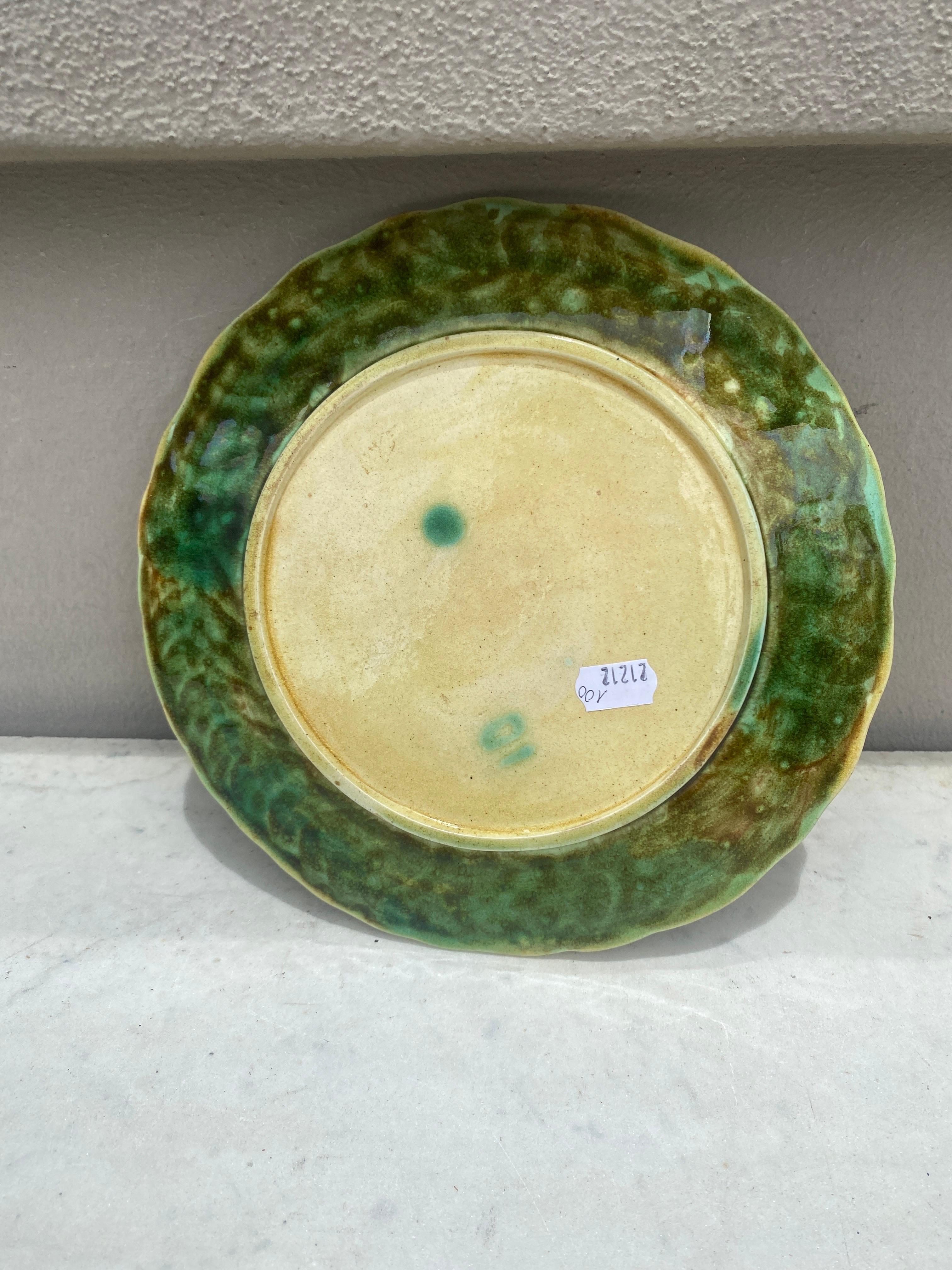 Victorian English Majolica Geranium Plate, circa 1880