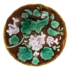 English Majolica Geranium Plate, circa 1880