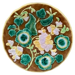 English Majolica Geranium Plate, circa 1880