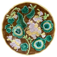 English Majolica Geranium Plate, circa 1880
