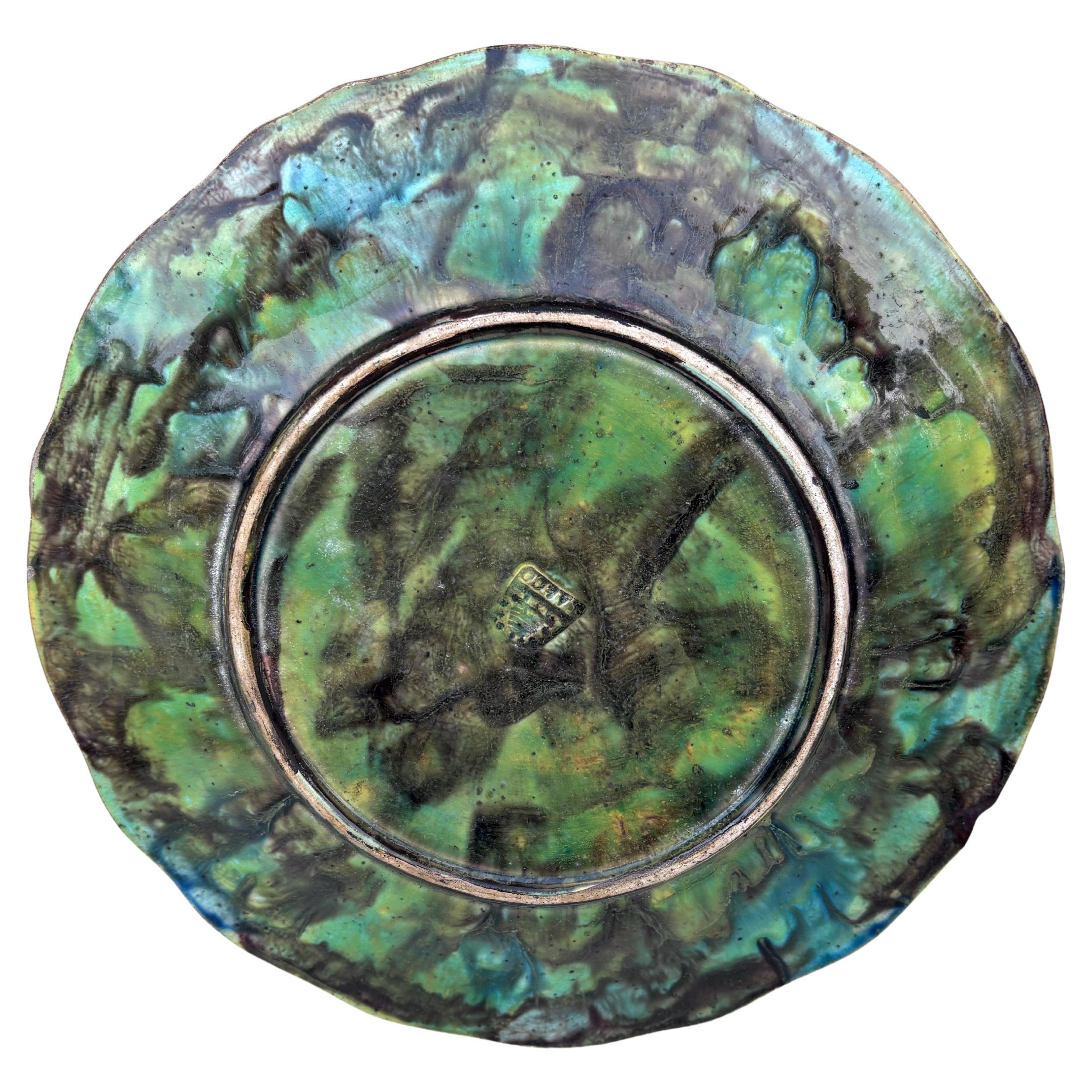 Victorian English Majolica Grapes Plate Samuel Alcock Circa 1880 For Sale