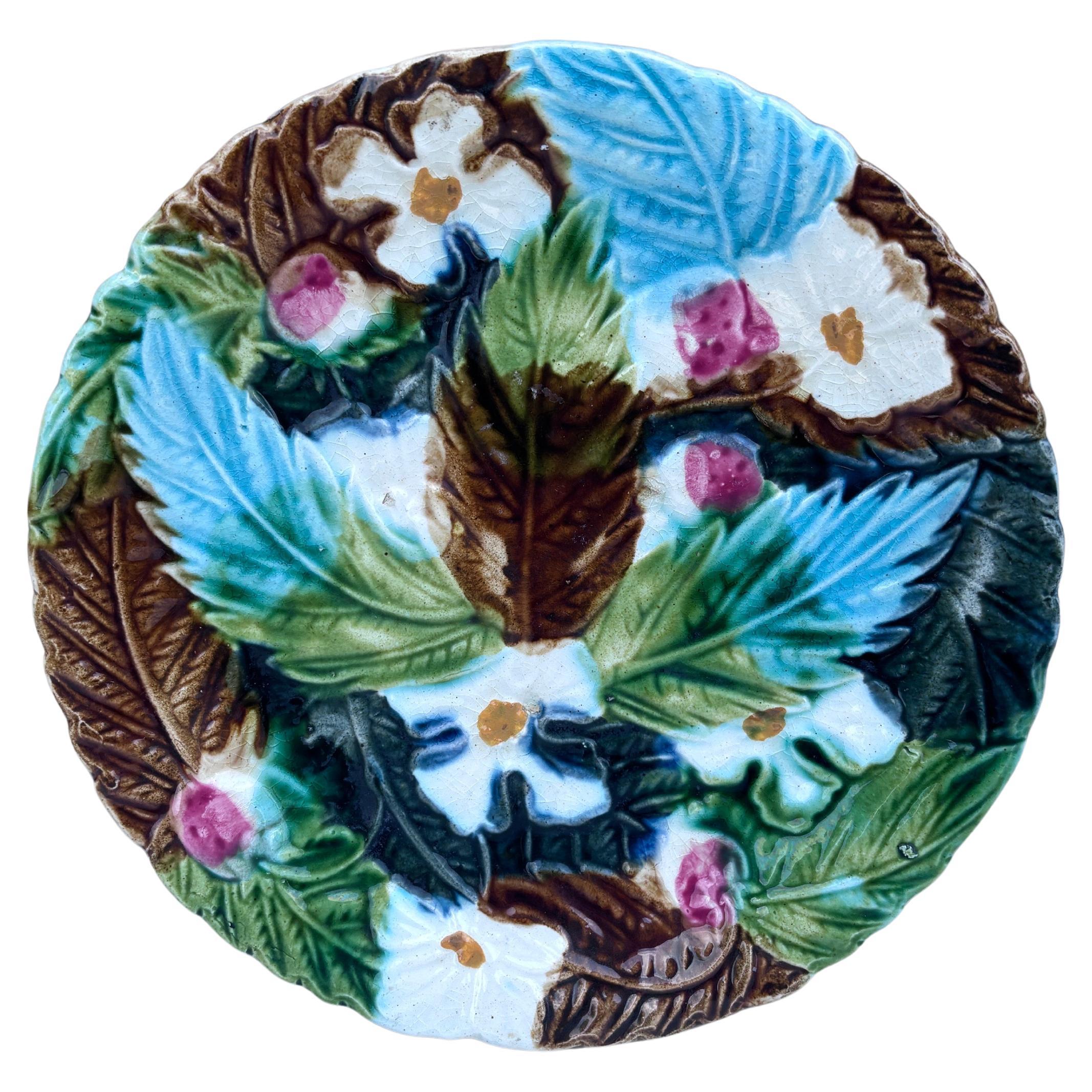 Ceramic English Majolica Grapes Plate Samuel Alcock Circa 1880 For Sale