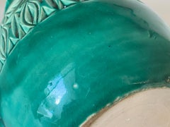 English Majolica Green, Bird Jug, Goemetrical decor Pattern Circa 1960