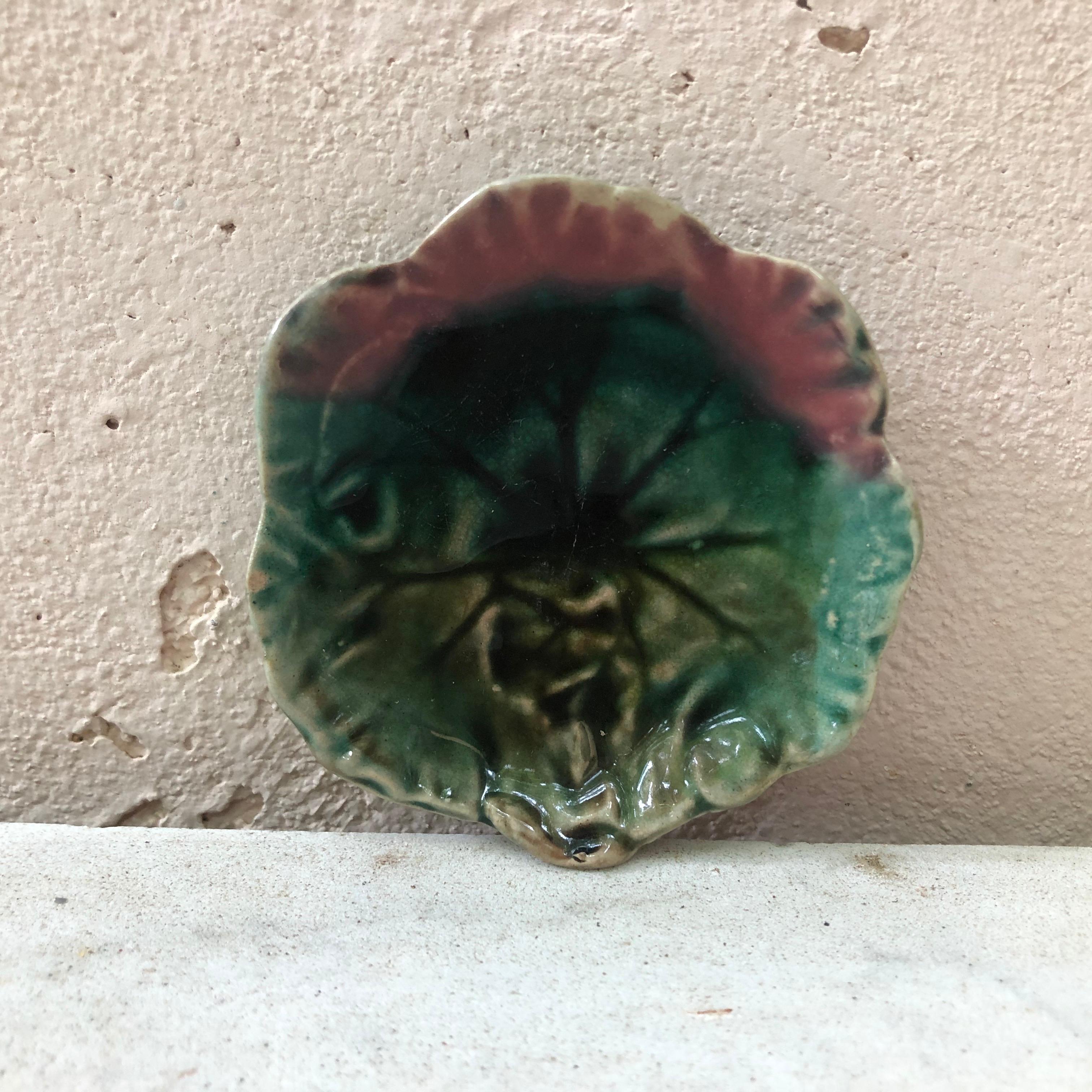 English Majolica leaf butter pat, circa 1890.