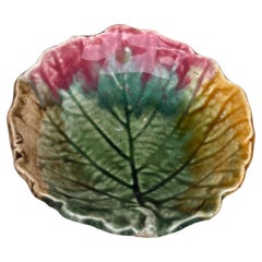 English Majolica Leaf Butter Pat circa 1890