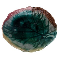 English Majolica Leaf Butter Pat circa 1890